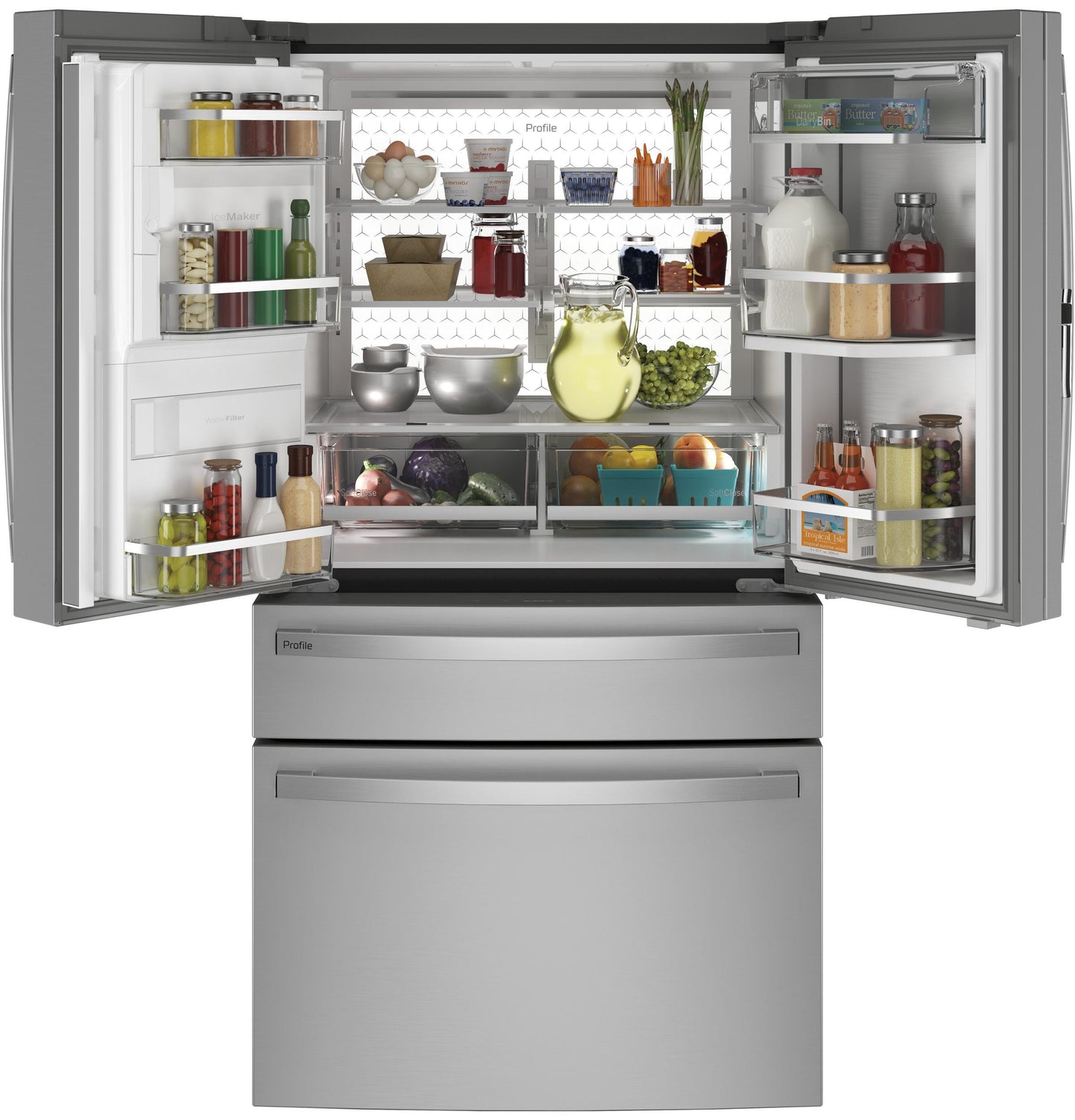 Ge Appliances PXD22BYPFS Ge Profile™ 22.4 Cu. Ft. Smart Counter-Depth Fingerprint Resistant 4-Door French-Door Refrigerator With Door In Door