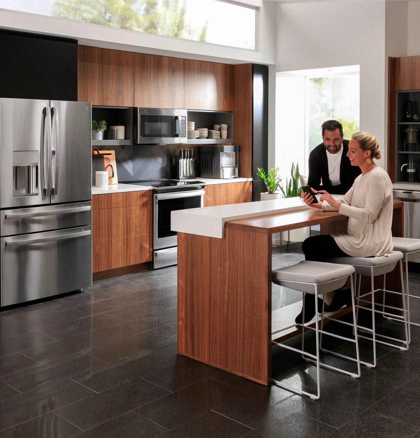 Ge Appliances PXD22BYPFS Ge Profile™ 22.4 Cu. Ft. Smart Counter-Depth Fingerprint Resistant 4-Door French-Door Refrigerator With Door In Door