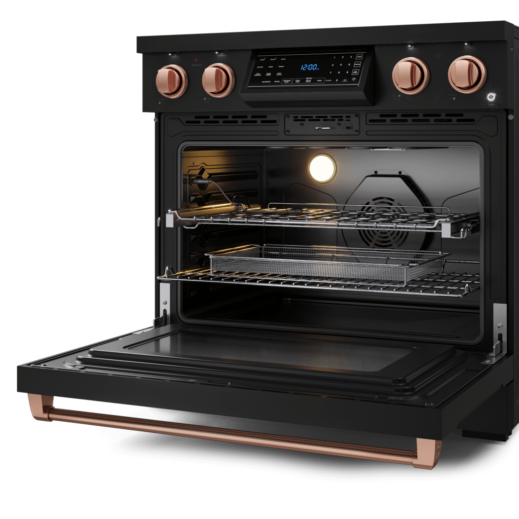 Thor Kitchen RSE36BRSG 36 Inch Professional Electric Range With Tilt Panel Touch Control In Black/Rose Gold Gordon Ramsay Series - Rse36B-Rsg