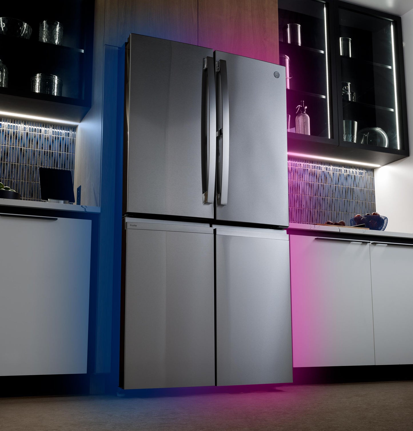 Ge Appliances PHD23BYWFS Ge Profile™ Energy Star® 22.9 Cu. Ft. Counter-Depth Quad-Door Refrigerator With Dual-Dispense Autofill Pitcher And Door In Door