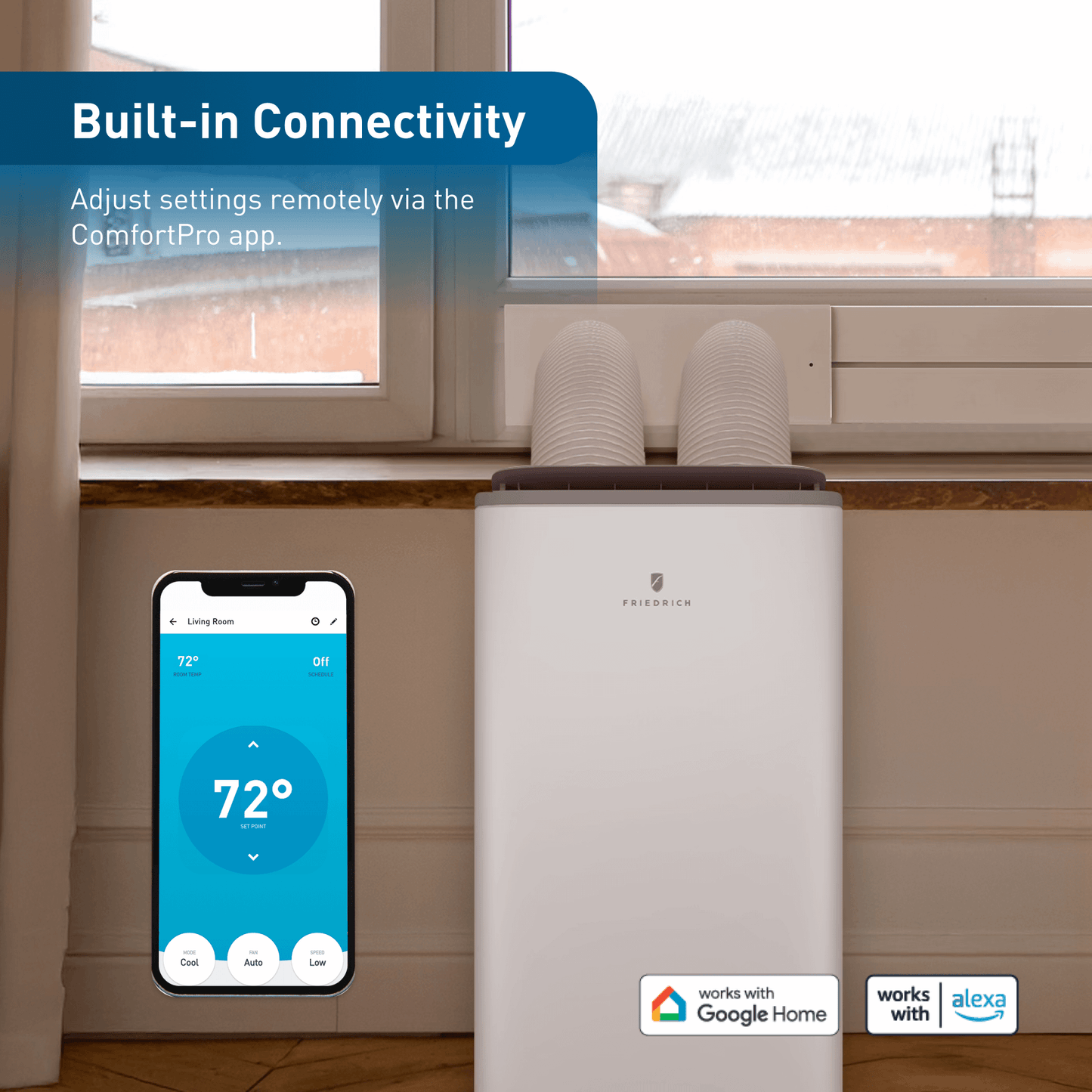 Friedrich ZHP14DC Friedrich Zoneaire Premier 14,000 Btu Dual-Hose Smart Portable Air Conditioner With Heat Pump