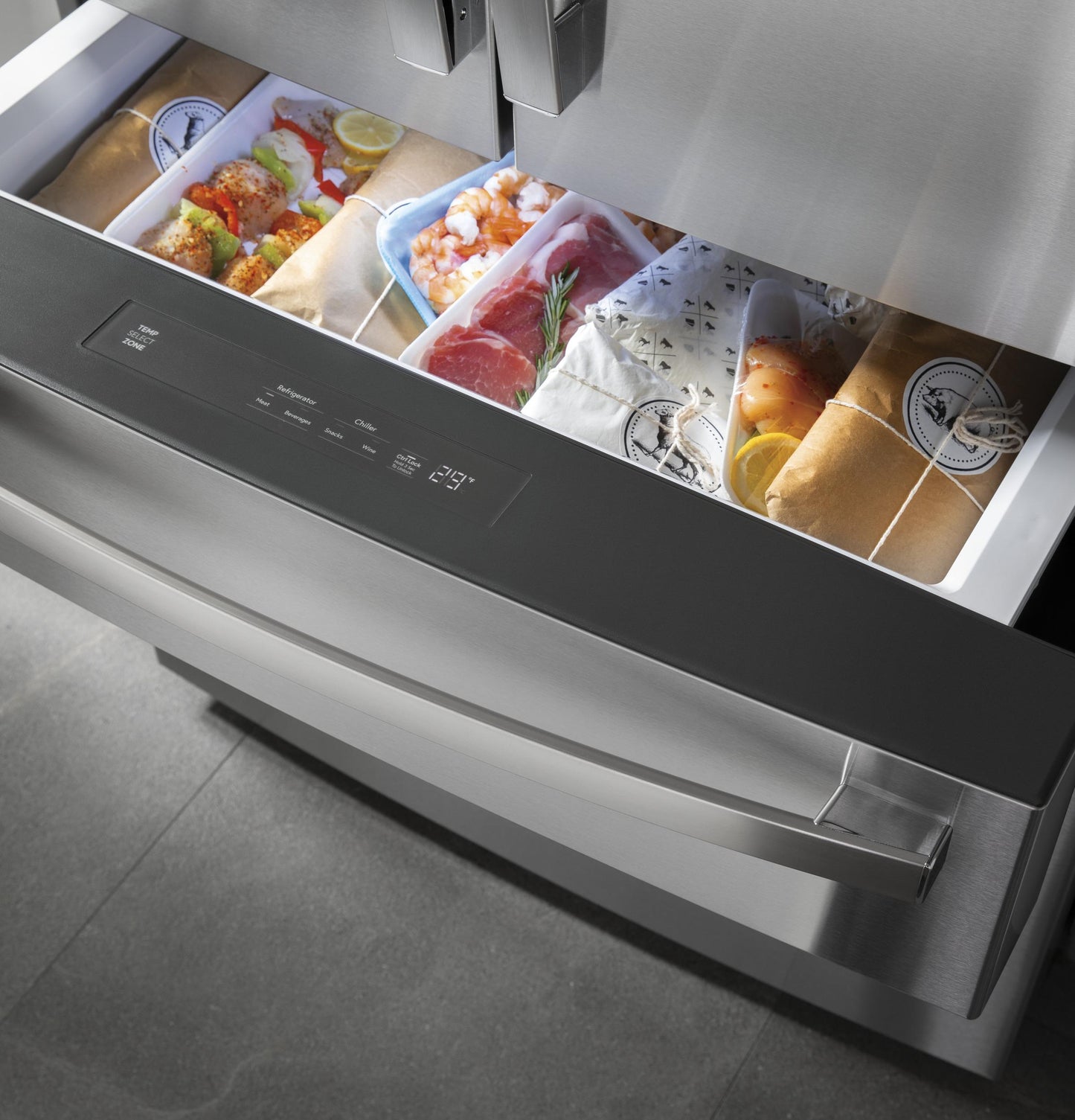 Ge Appliances PXD22BYPFS Ge Profile™ 22.4 Cu. Ft. Smart Counter-Depth Fingerprint Resistant 4-Door French-Door Refrigerator With Door In Door