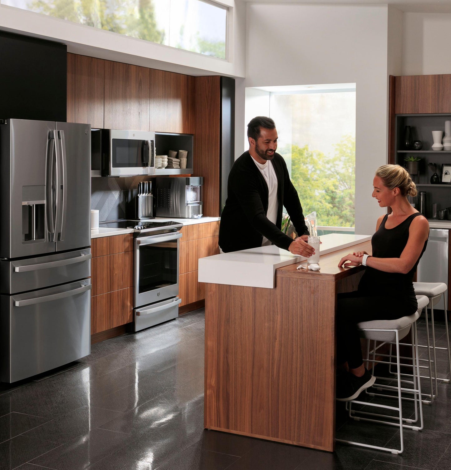 Ge Appliances PXD22BYPFS Ge Profile™ 22.4 Cu. Ft. Smart Counter-Depth Fingerprint Resistant 4-Door French-Door Refrigerator With Door In Door