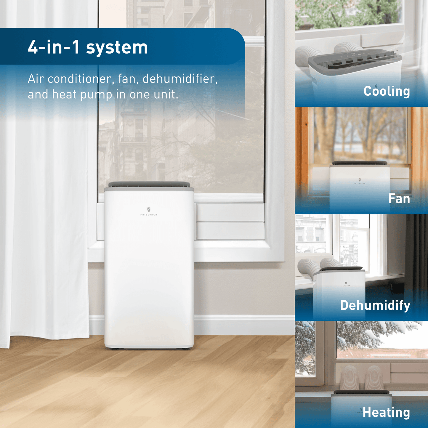 Friedrich ZHP14DC Friedrich Zoneaire Premier 14,000 Btu Dual-Hose Smart Portable Air Conditioner With Heat Pump