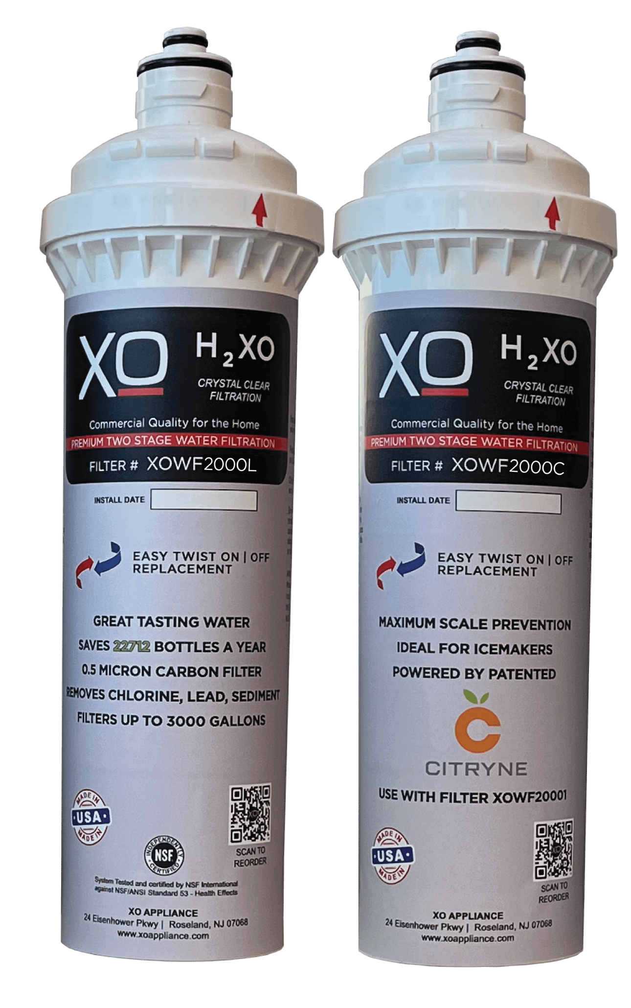 Xo Appliance XOWF2002 Dual Stage Home Water Filtration Replacement Cartridges