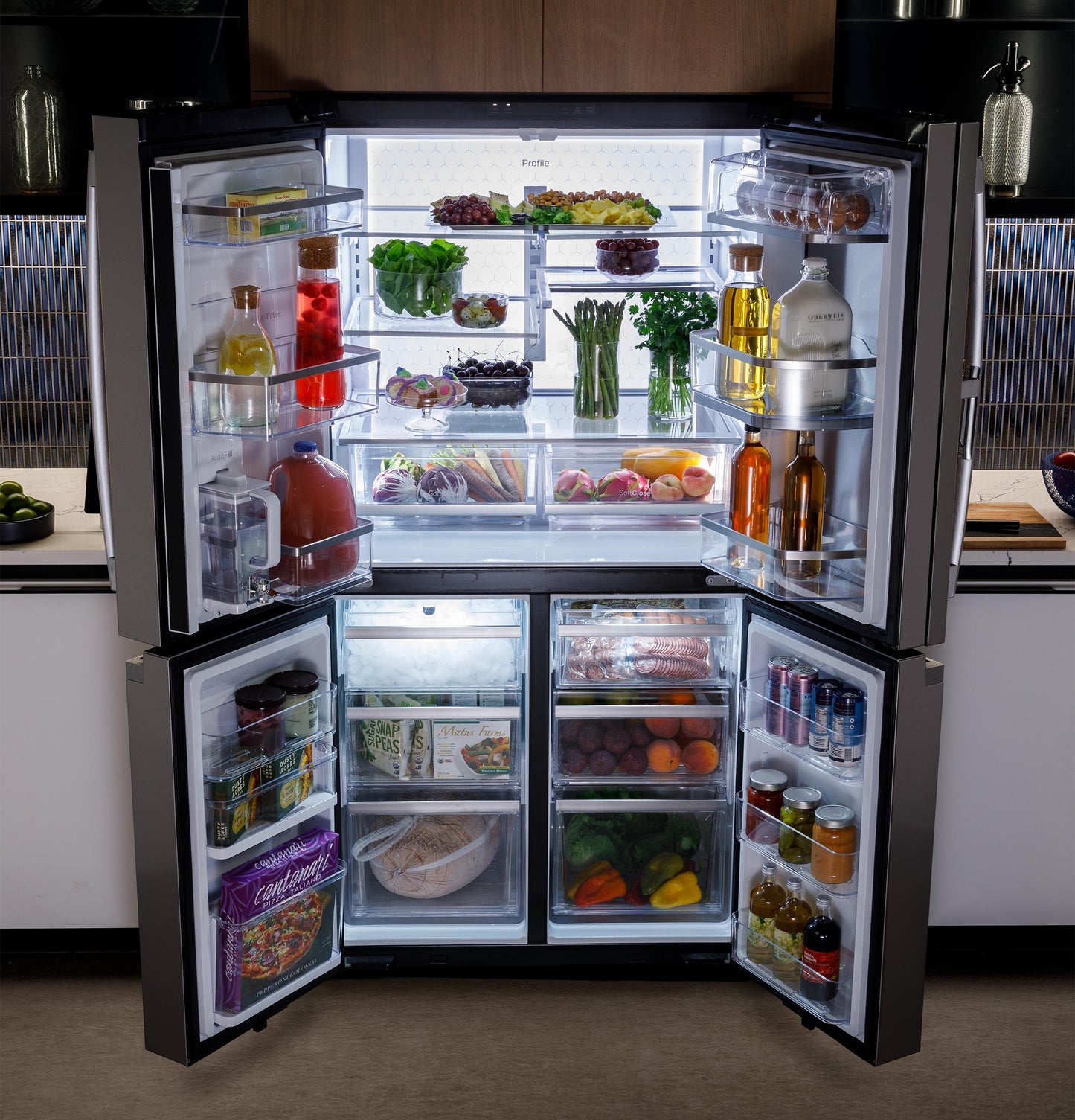 Ge Appliances PHD23BYWFS Ge Profile™ Energy Star® 22.9 Cu. Ft. Counter-Depth Quad-Door Refrigerator With Dual-Dispense Autofill Pitcher And Door In Door