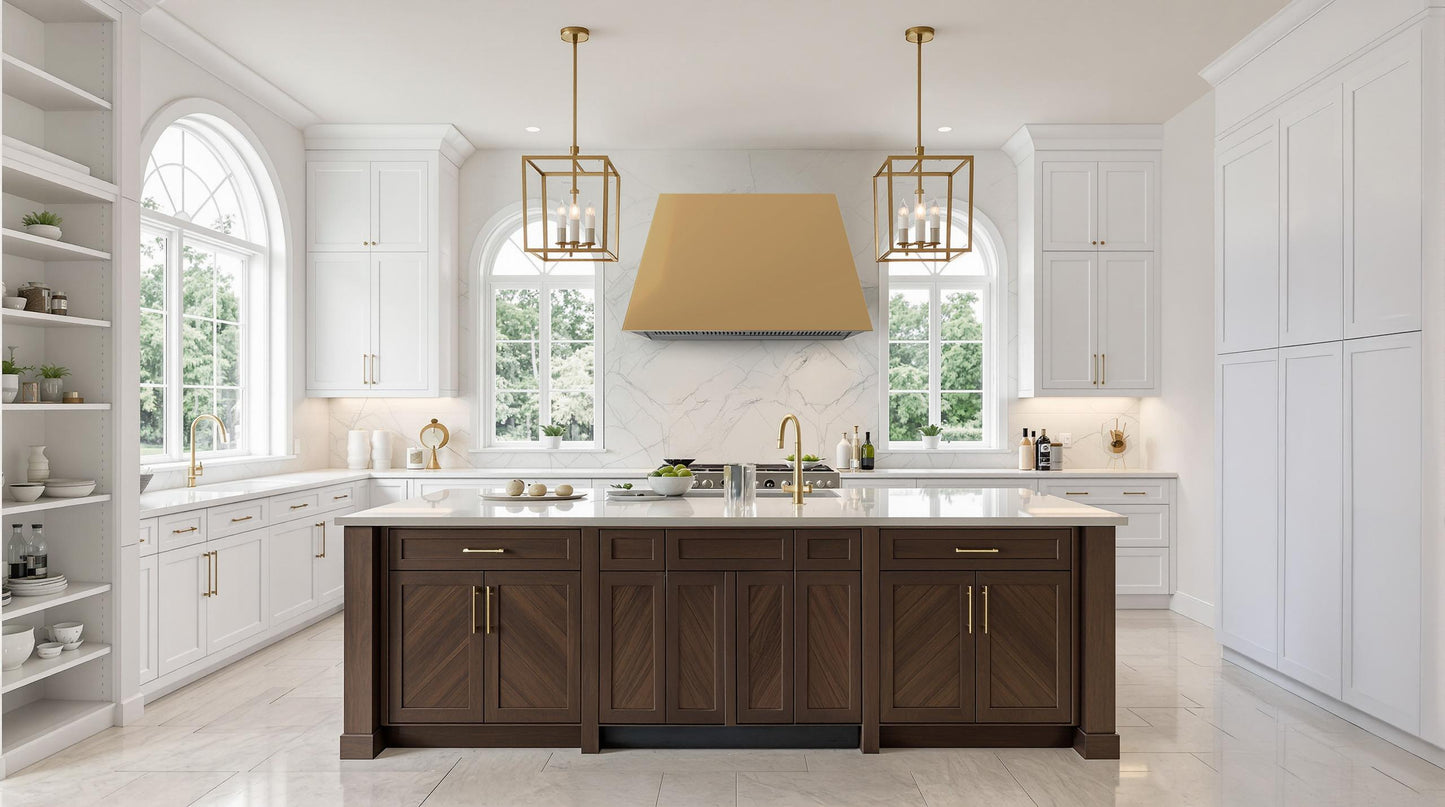Xo Appliance XOVD136SG Xo 36In Designer Hood Satin Gold Insert Sold Separately