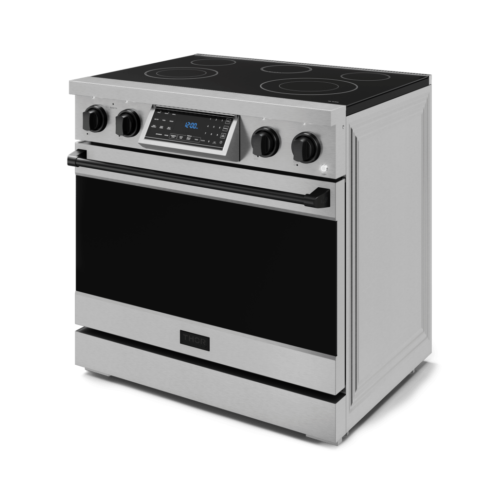 Thor Kitchen RSE36BLK 36 Inch Professional Electric Range With Tilt Panel Touch Control In Stainless Steel/Black Gordon Ramsay Series - Rse36-Blk