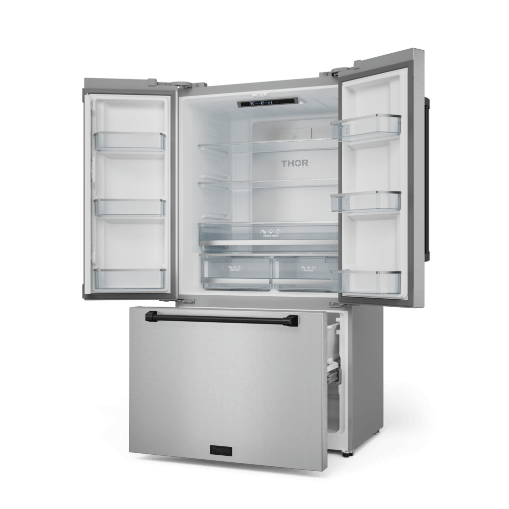 Thor Kitchen RF3621CTD99BLK 36 Inch 20.3 Cu Ft French Door Counter Depth Refrigerator With Ice Maker In Stainless Steel/Black Gordon Ramsay Series - Rf3621Ctd99-Blk