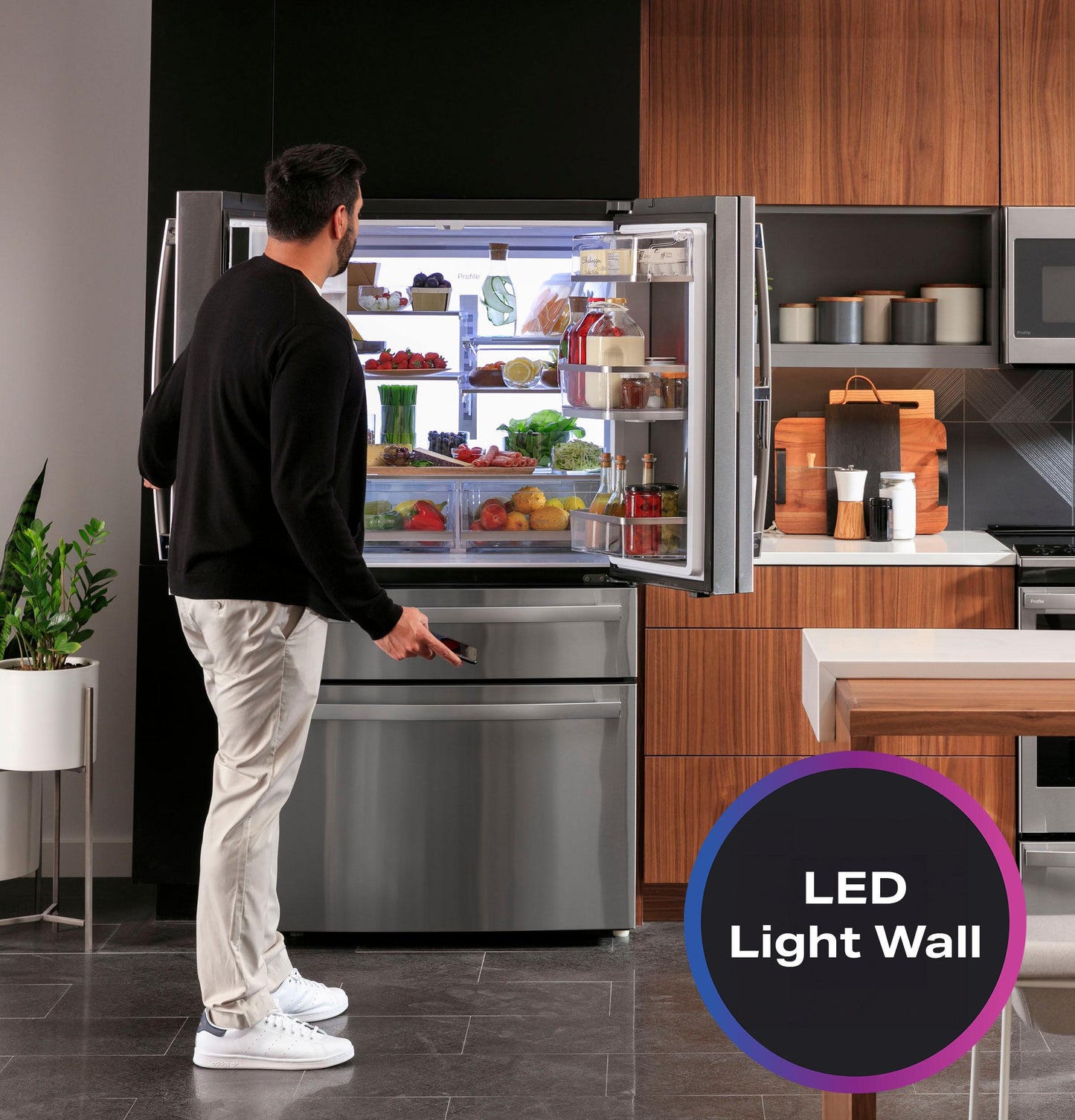 Ge Appliances PXD22BYPFS Ge Profile™ 22.4 Cu. Ft. Smart Counter-Depth Fingerprint Resistant 4-Door French-Door Refrigerator With Door In Door
