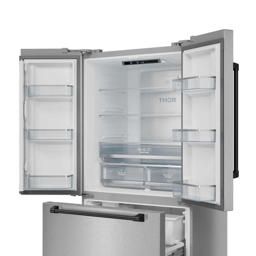 Thor Kitchen RF3621CTD99BLK 36 Inch 20.3 Cu Ft French Door Counter Depth Refrigerator With Ice Maker In Stainless Steel/Black Gordon Ramsay Series - Rf3621Ctd99-Blk