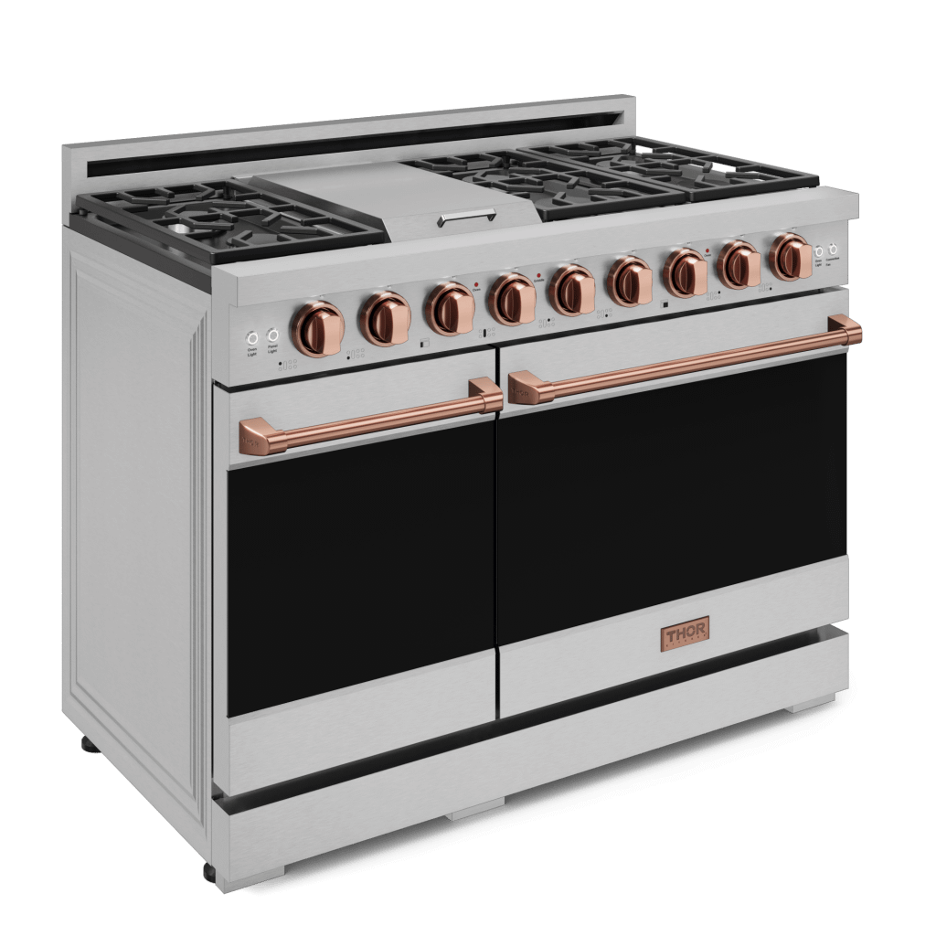 Thor Kitchen RSG48ERSG 48 Inch Professional Gas Range With Pro-Style Knobs In Stainless Steel/Rose Gold Gordon Ramsay Series - Rsg48E-Rsg