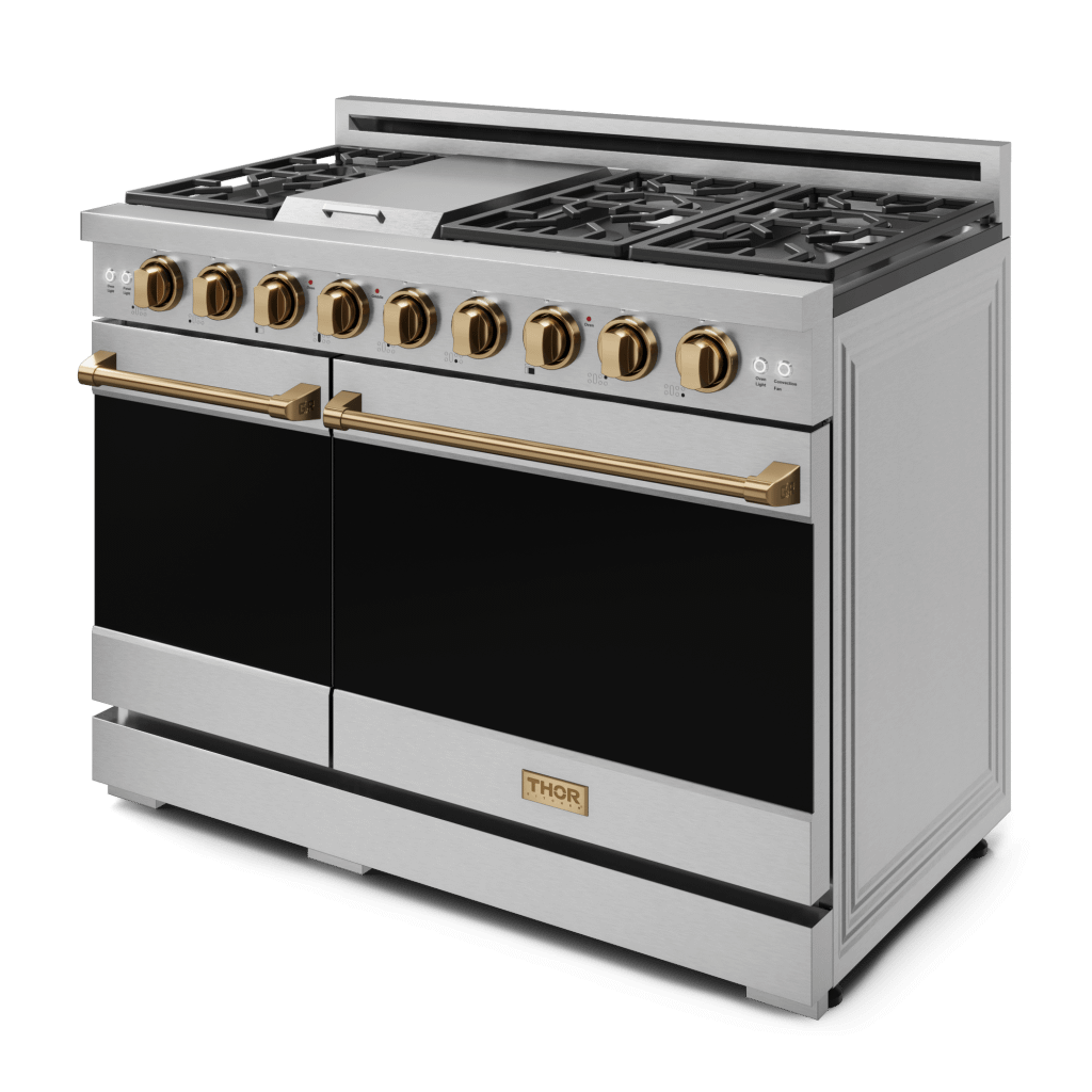 Thor Kitchen RSG48ELPBRZ 48 Inch Professional Lp Range With Pro-Style Knobs In Stainless Steel/Bronze Gordon Ramsay Series - Rsg48Elp-Brz