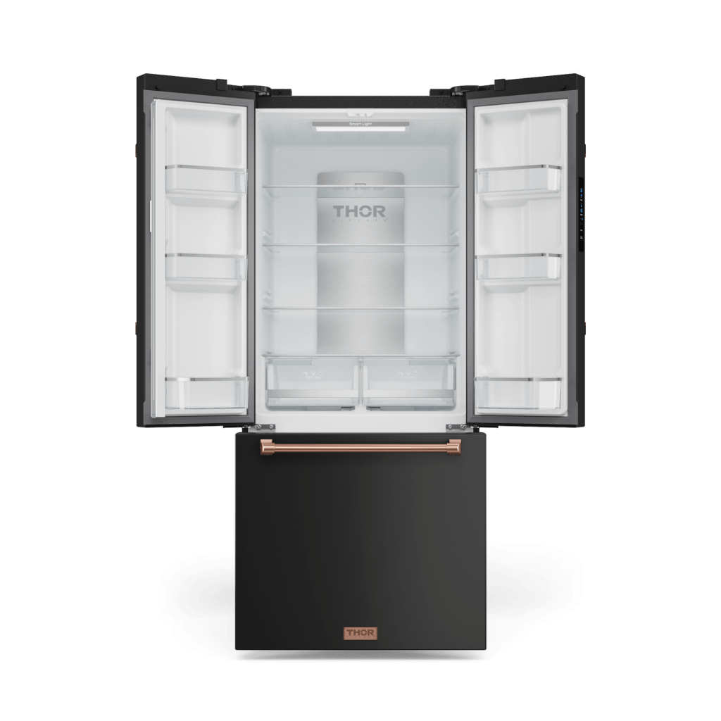 Thor Kitchen RF3017FFD00RSG 30 Inch 17.7 Cu Ft French Door Counter Depth Refrigerator With Ice Maker In Black/Rose Gold Gordon Ramsay Series - Rf3017Ffd00-Rsg