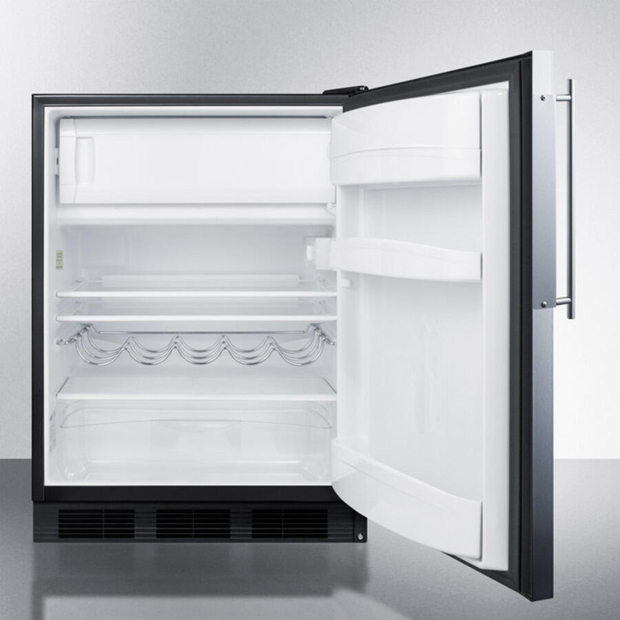 Summit CT663BBIFRADA Ada Compliant Built-In Undercounter Refrigerator-Freezer For Residential Use, Cycle Defrost W/Stainless Steel Door Frame For Slide-In Panels And Black Cabinet