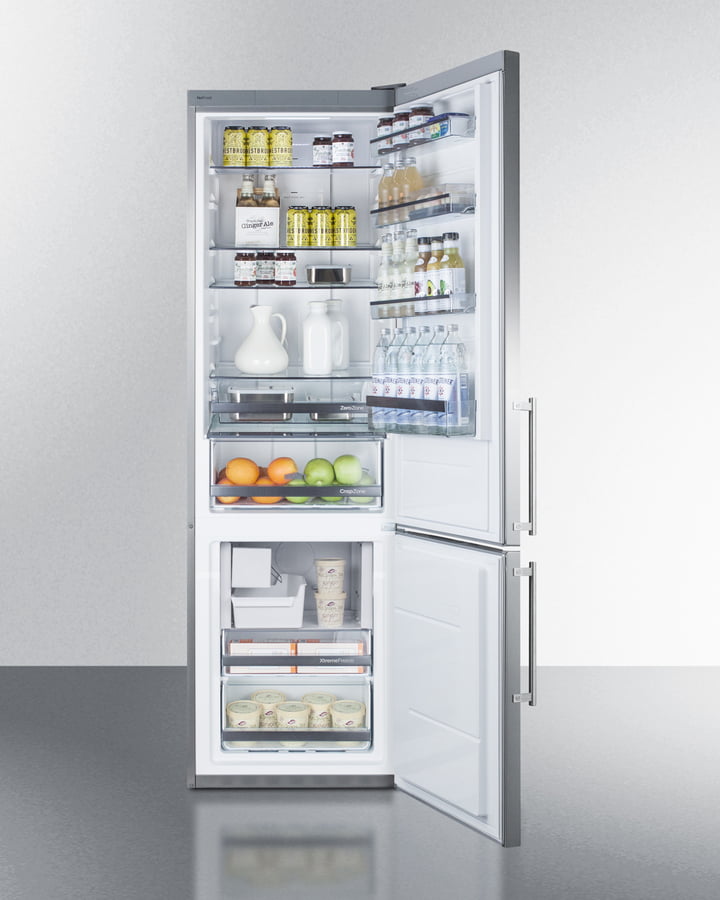 Summit FFBF181ESIM 24" Wide Bottom Freezer Refrigerator With Icemaker