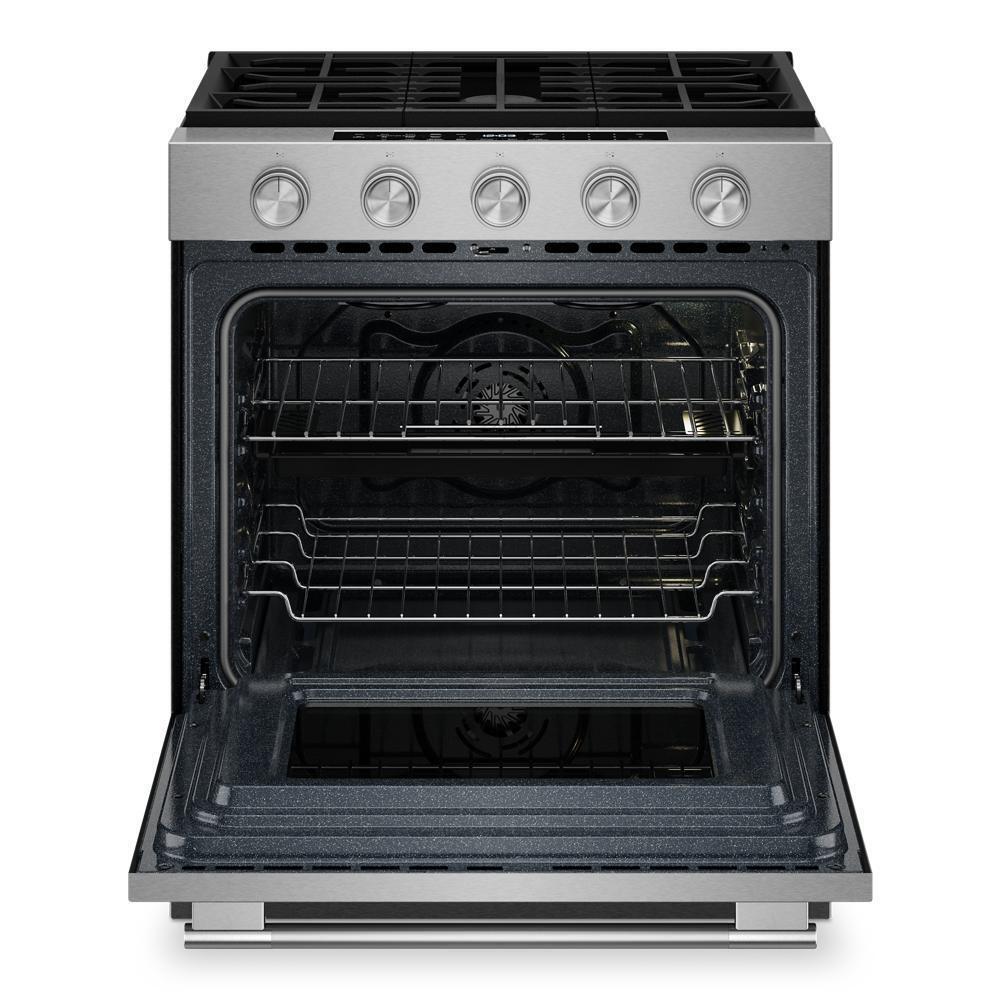 Kitchenaid KSGS530SPS 5.0 Cu. Ft. Smart Slide-In Gas Range With Convection Cooking Modes And 2-In-1 Burner