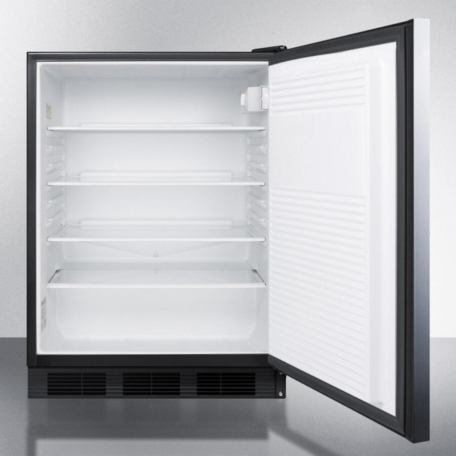 Summit AL752LBLBISSHH Ada Compliant Built-In Undercounter All-Refrigerator For General Purpose Use, Auto Defrost W/Ss Wrapped Door, Horizontal Handle, Lock, And Black Cabinet