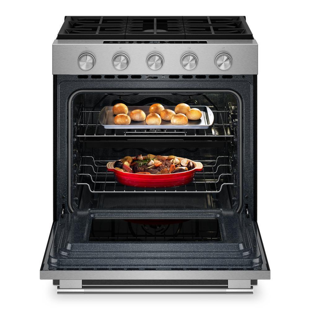 Kitchenaid KSGS530SPS 5.0 Cu. Ft. Smart Slide-In Gas Range With Convection Cooking Modes And 2-In-1 Burner