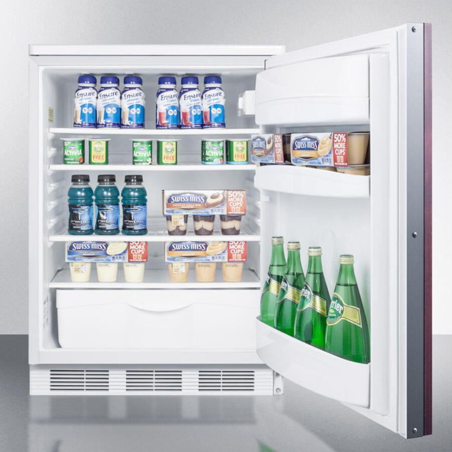 Summit FF6BI7IF Commercially Listed Built-In Undercounter All-Refrigerator For General Purpose Use, Auto Defrost W/Integrated Door Frame For Overlay Panels And White Cabinet