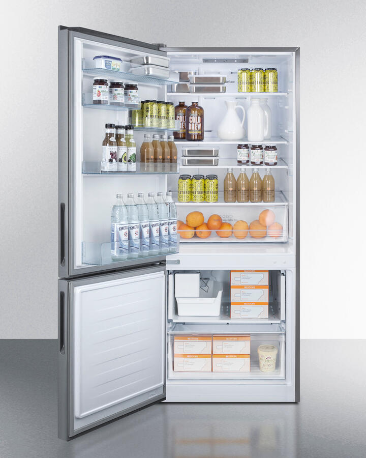 Summit FFBF279SSBIIMLHD 28" Wide Built-In Bottom Freezer Refrigerator With Icemaker