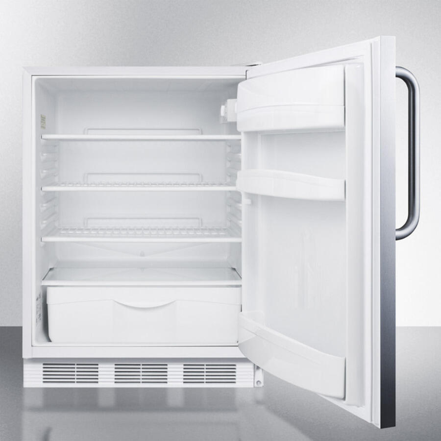 Summit FF6LCSSADA Ada Compliant All-Refrigerator For Built-In General Purpose Use, Auto Defrost W/Lock And Fully Wrapped Stainless Steel Exterior