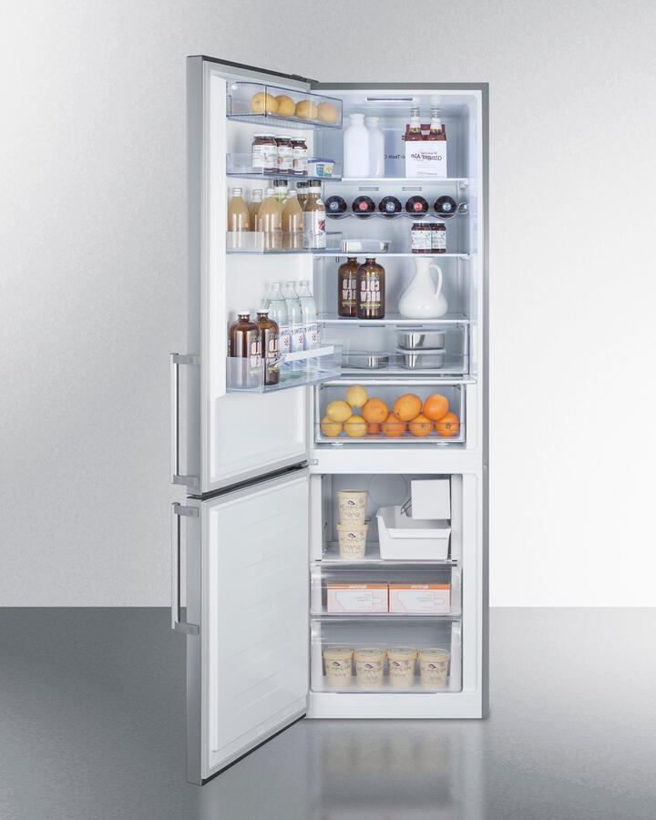 Summit FFBF192SSBIIMLHD 24" Wide Built-In Bottom Freezer Refrigerator With Icemaker