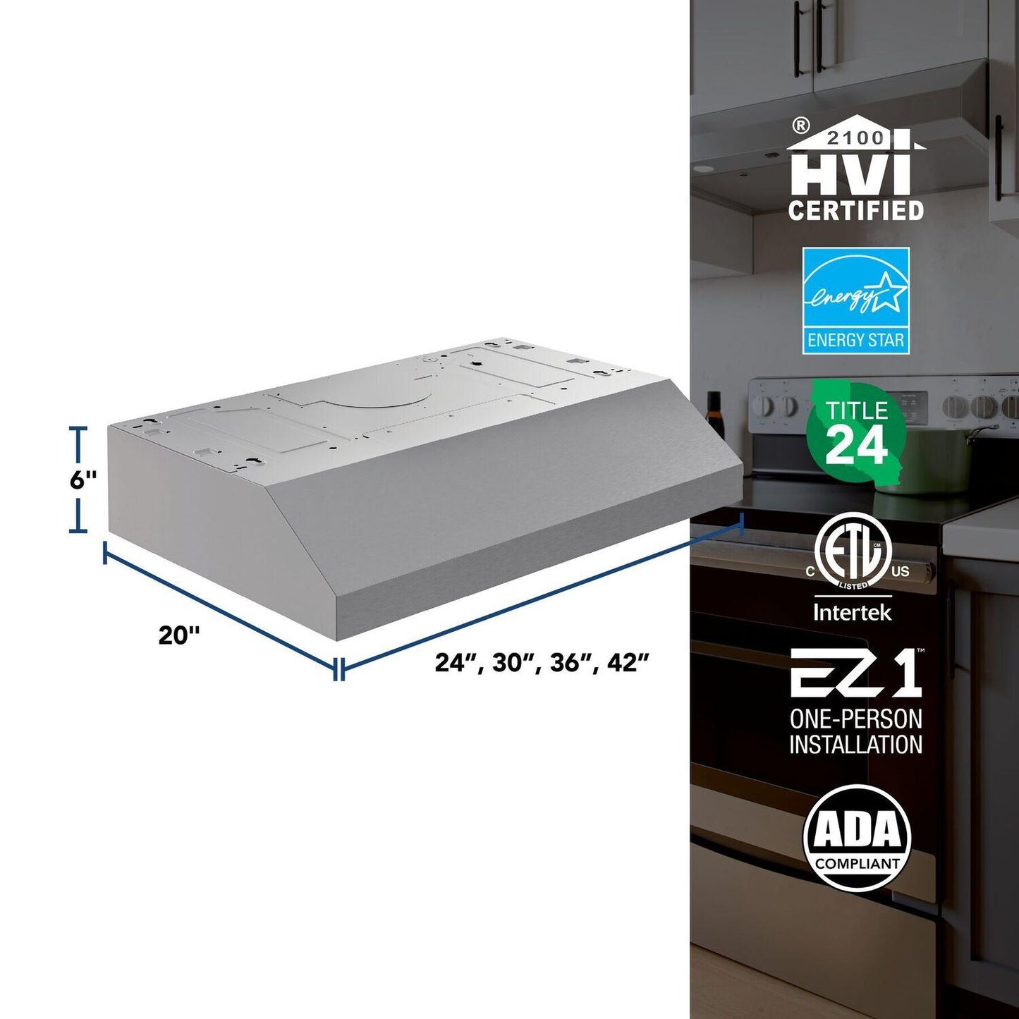 Broan GLA1303SS Broan-Nutone 30-Inch Under Cabinet Range Hood, Energy Star, 350 Max Blower Cfm, Stainless Steel