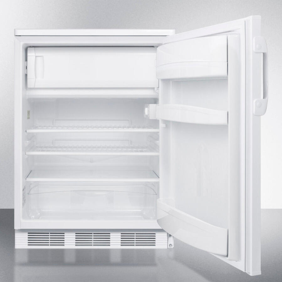 Summit CT66LBI Built-In Undercounter Refrigerator-Freezer For General Purpose Use, With Lock, Dual Evaporator Cooling, Cycle Defrost, And White Exterior