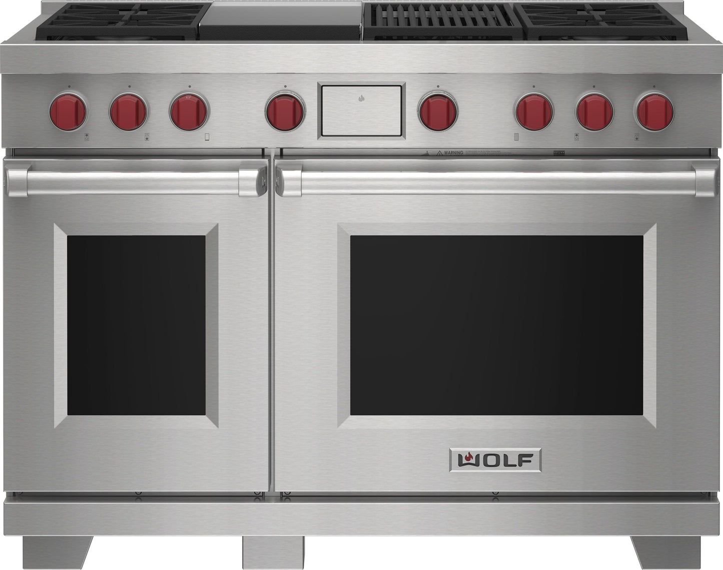 Wolf DF48450CGBKPLP 48" Dual Fuel Range - 4 Burners, Infrared Charbroiler And Infrared Griddle
