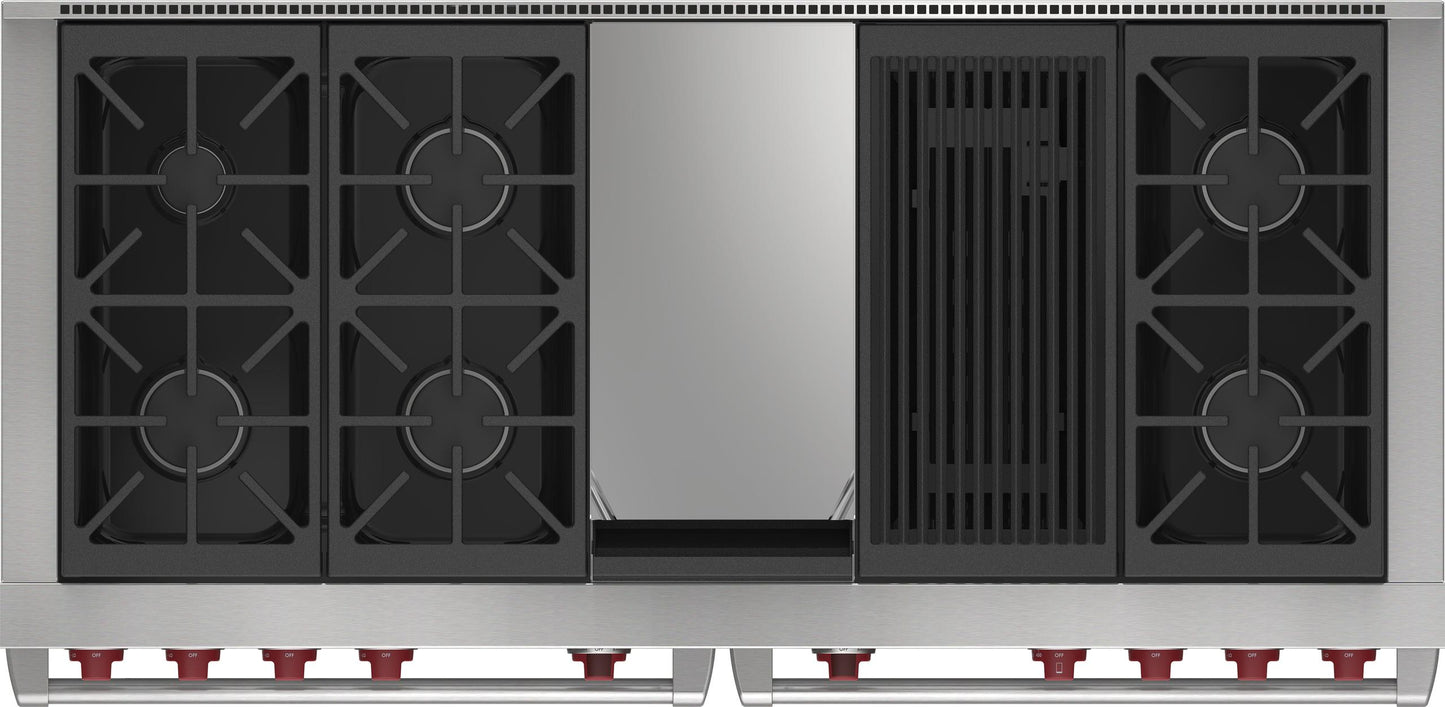 Wolf DF60650CGBKPLP 60" Dual Fuel Range - 6 Burners, Infrared Charbroiler And Infrared Griddle