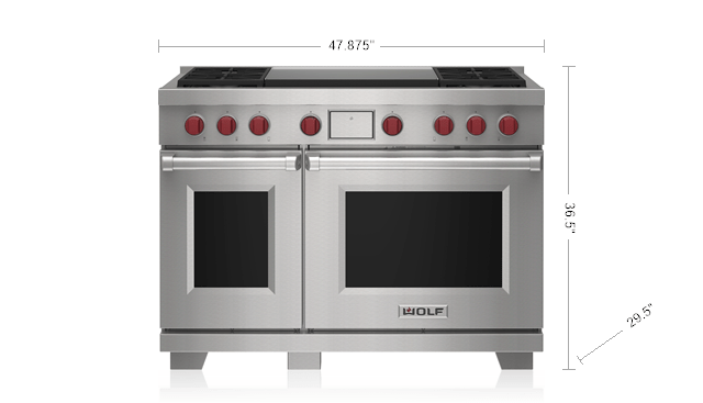 Wolf DF48450DGWHP 48" Dual Fuel Range - 4 Burners And Infrared Dual Griddle