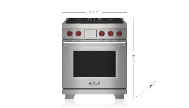Wolf DF30450BKPLP 30" Dual Fuel Range - 4 Burners