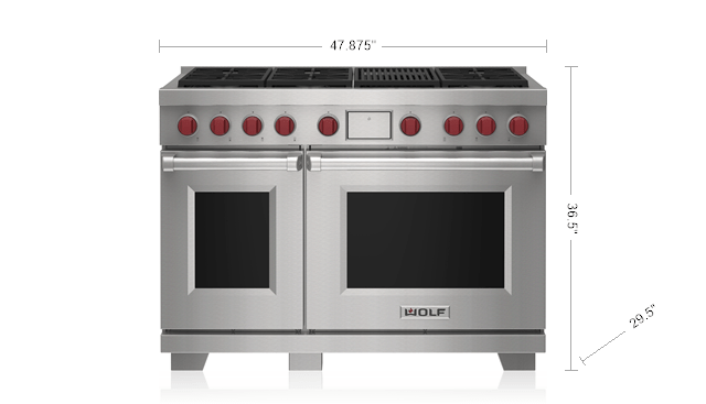 Wolf DF48650CWHPLP 48" Dual Fuel Range - 6 Burners And Infrared Charbroiler