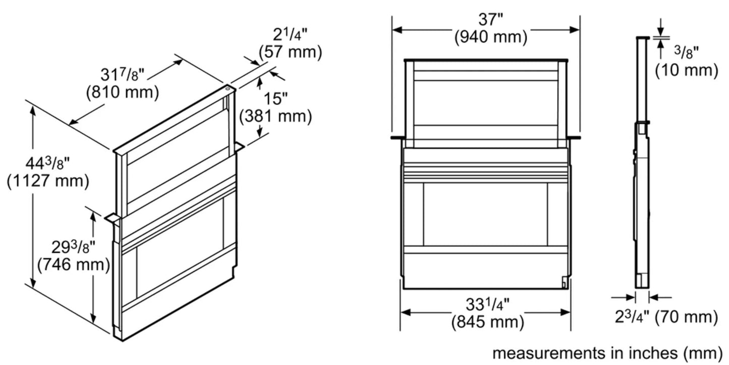 Bosch HDD86052UC 800 Series, Downdraft Hood, 37'', Stainless Steel Blower Sold Separately