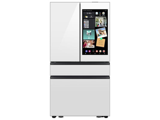 Samsung RF90F29AEW Bespoke 29 Cu. Ft. 4-Door French Door Refrigerator With Ai Family Hub&#8482;+ & Ai Vision Inside&#8482; In White Glass
