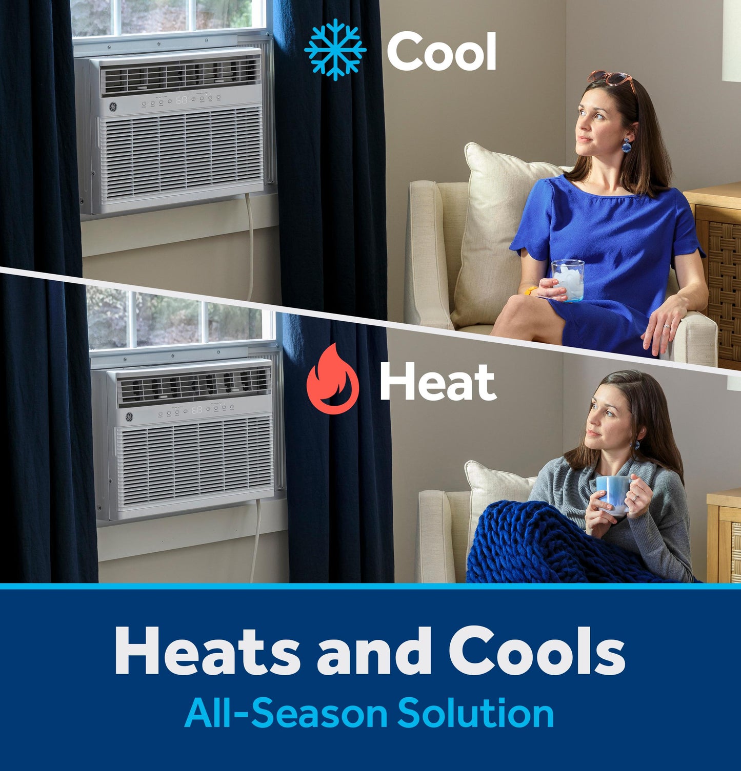 Ge Appliances AWGP12WWF Ge® 11,000 Btu Smart Heat/Cool With Heat Pump Electronic Window Air Conditioner For Large Rooms Up To 550 Sq. Ft.