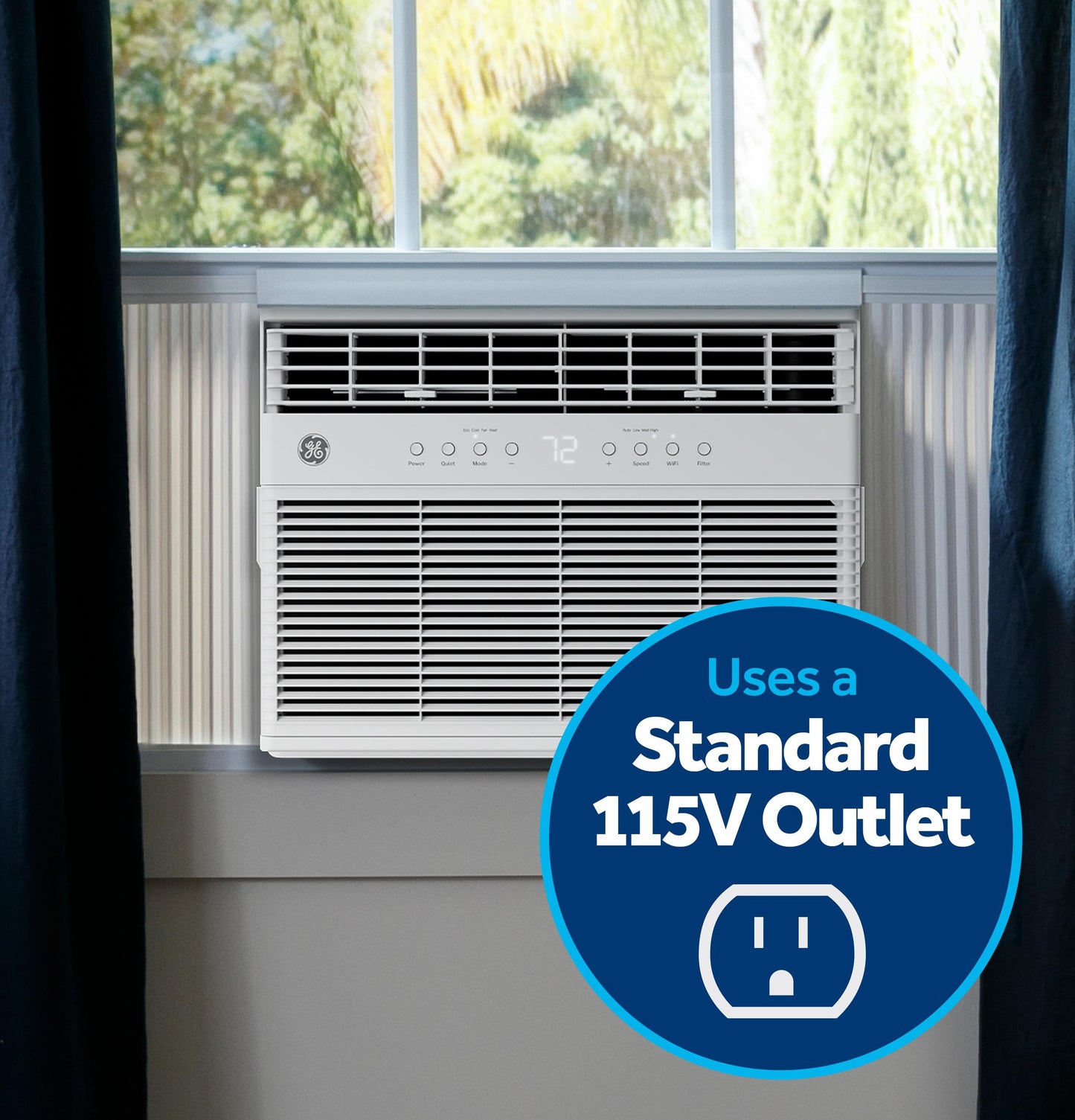 Ge Appliances AWGP12WWF Ge® 11,000 Btu Smart Heat/Cool With Heat Pump Electronic Window Air Conditioner For Large Rooms Up To 550 Sq. Ft.