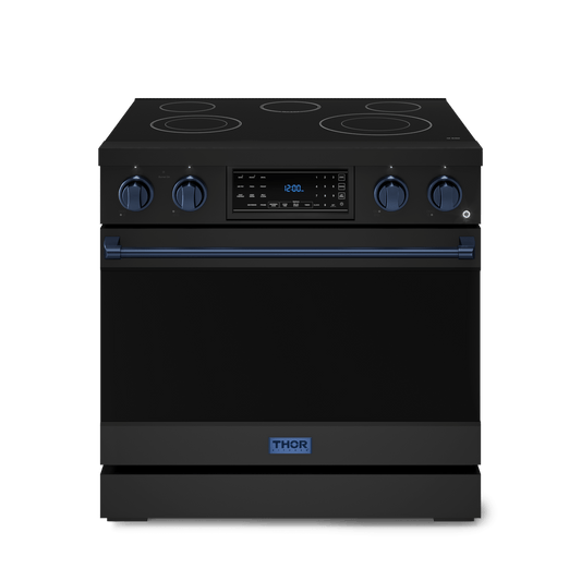 Thor Kitchen RSE36BBLU 36 Inch Professional Electric Range With Tilt Panel Touch Control In Black/Navy Blue Gordon Ramsay Series - Rse36B-Blu