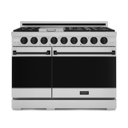Thor Kitchen RSG48ELPBLK 48 Inch Professional Lp Range With Pro-Style Knobs In Stainless Steel/Black Gordon Ramsay Series - Rsg48Elp-Blk