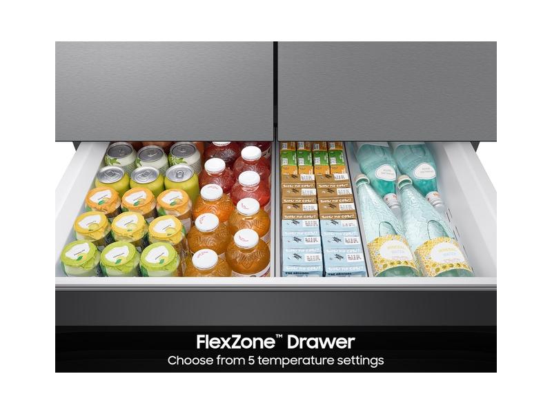 Samsung RF70F23DER Bespoke 23 Cu. Ft. Counter Depth 4-Door French Door Refrigerator With Inner Beverage Center&#8482; & Flexzone&#8482; Drawer In Stainless Steel
