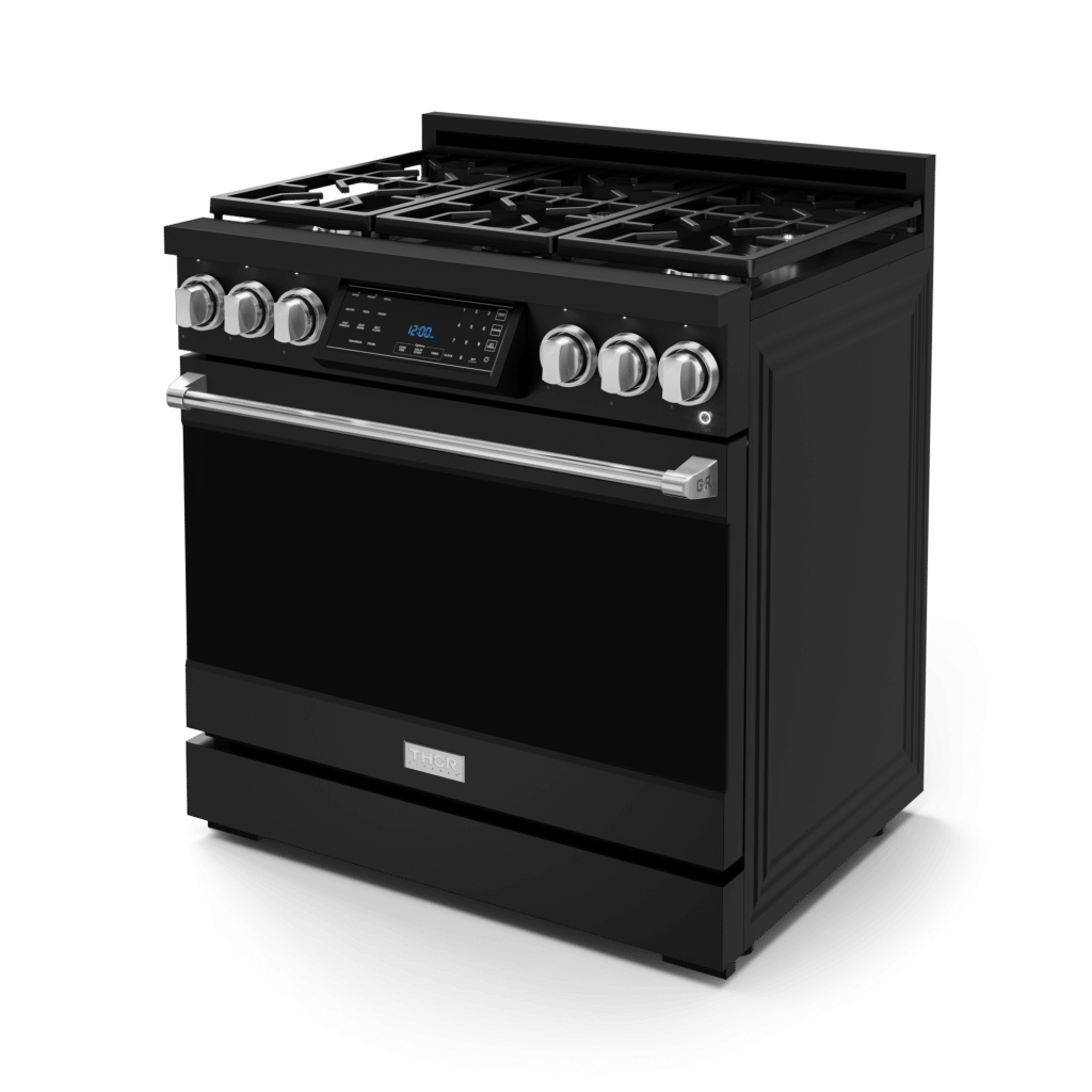 Thor Kitchen RSG36BSS 36 Inch Professional Gas Range With Tilt Panel Touch Control In Stainless Black/Stainless Steel Gordon Ramsay Series - Rsg36B-Ss