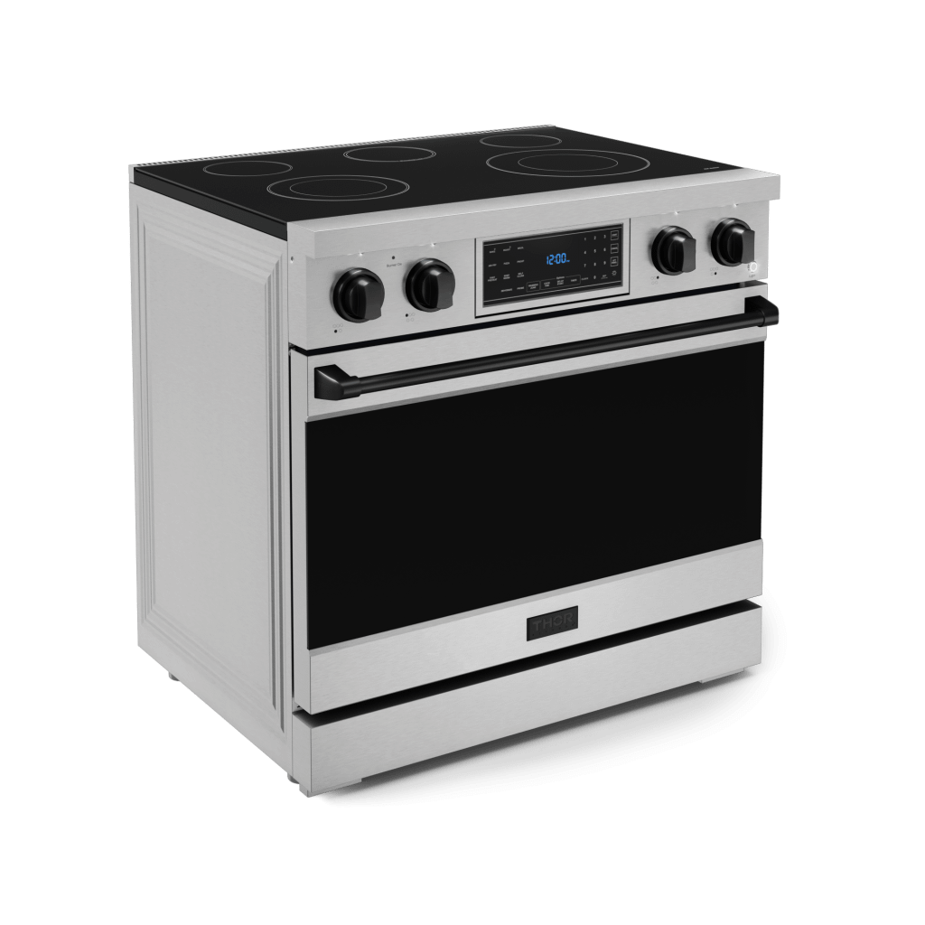 Thor Kitchen RSE36BLK 36 Inch Professional Electric Range With Tilt Panel Touch Control In Stainless Steel/Black Gordon Ramsay Series - Rse36-Blk