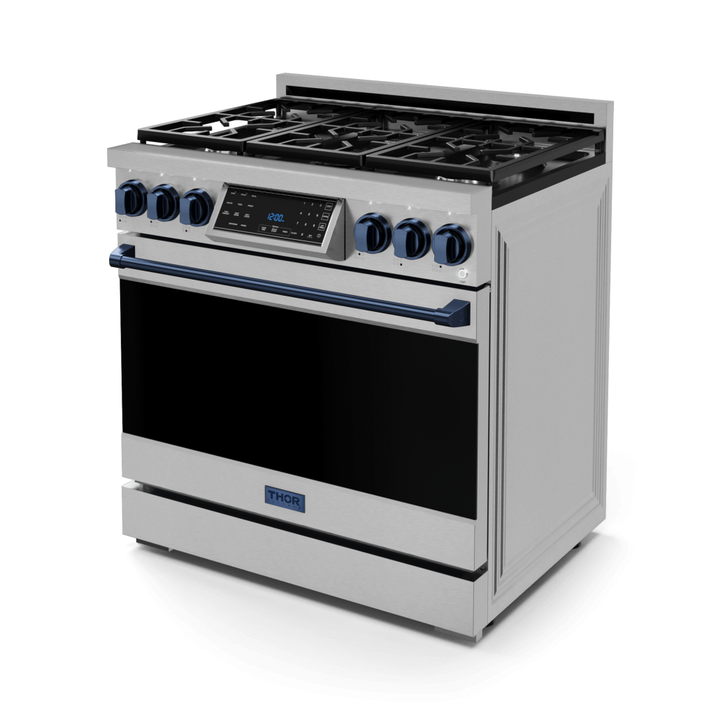 Thor Kitchen RSG36LPBLU 36 Inch Professional Lp Range With Tilt Panel Touch Control In Stainless Steel/Blue Gordon Ramsay Series - Rsg36Lp-Blu