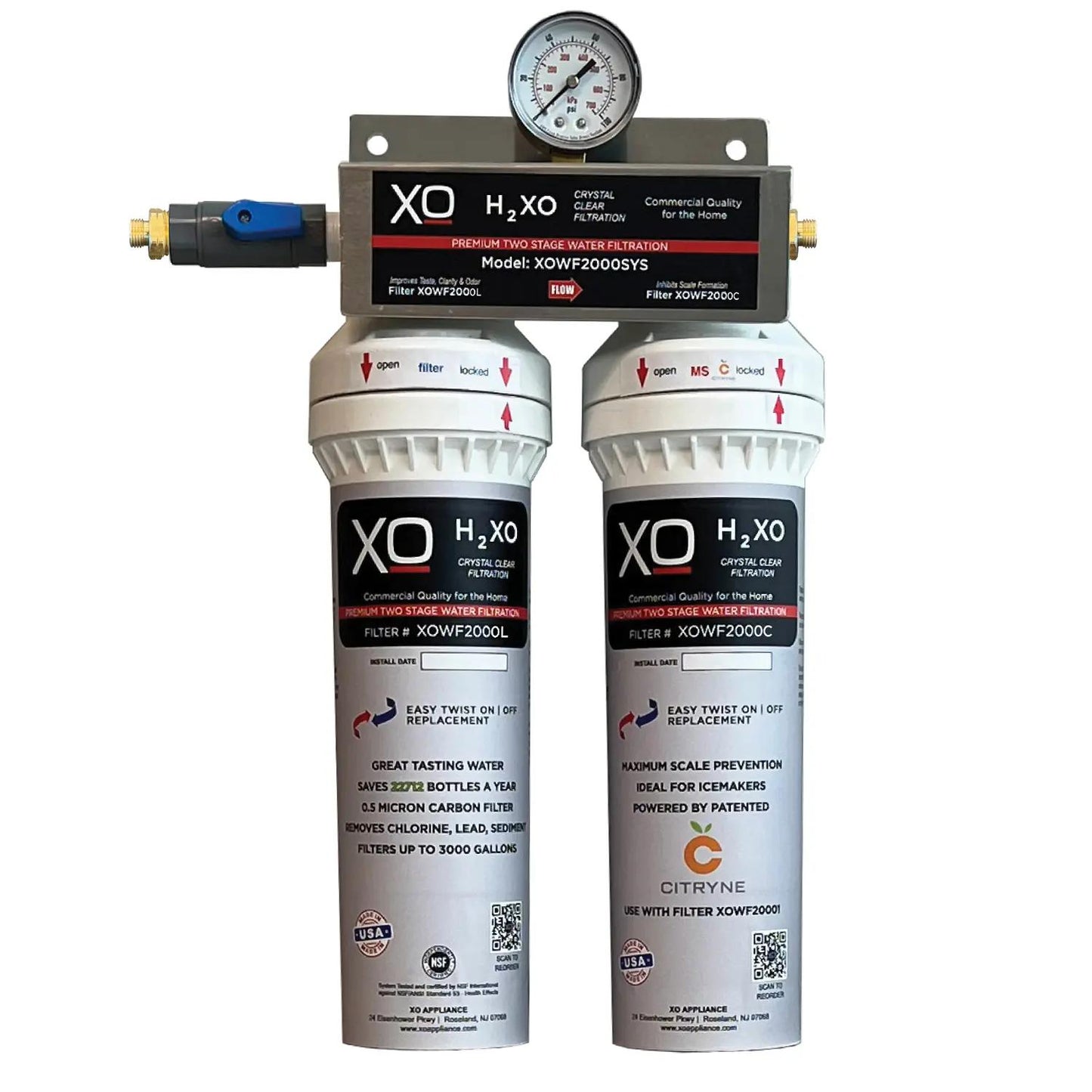 Xo Appliance XOWF2002 Dual Stage Home Water Filtration Replacement Cartridges