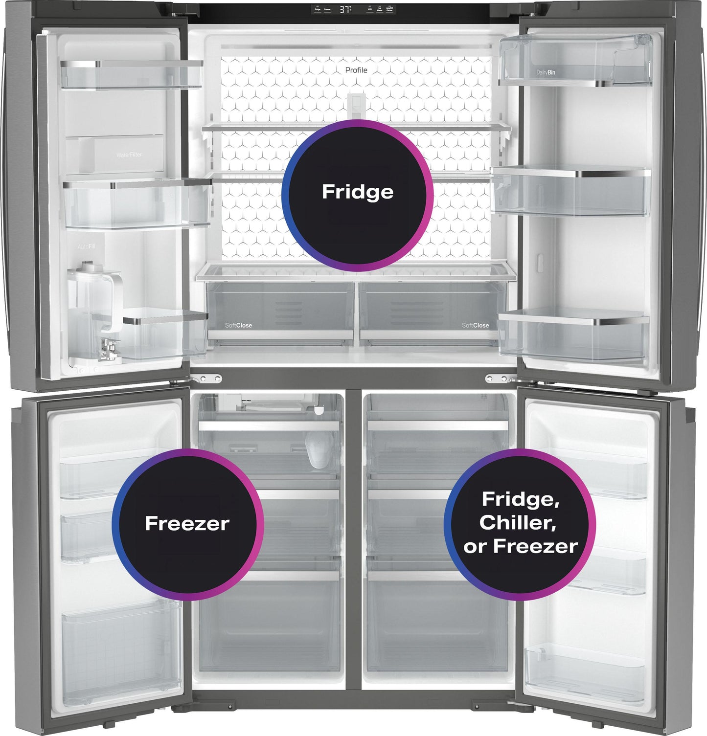 Ge Appliances PAE28BYTFS Ge Profile&#8482; Energy Star® 28.3 Cu. Ft. Quad-Door Refrigerator With Dual-Dispense Autofill Pitcher