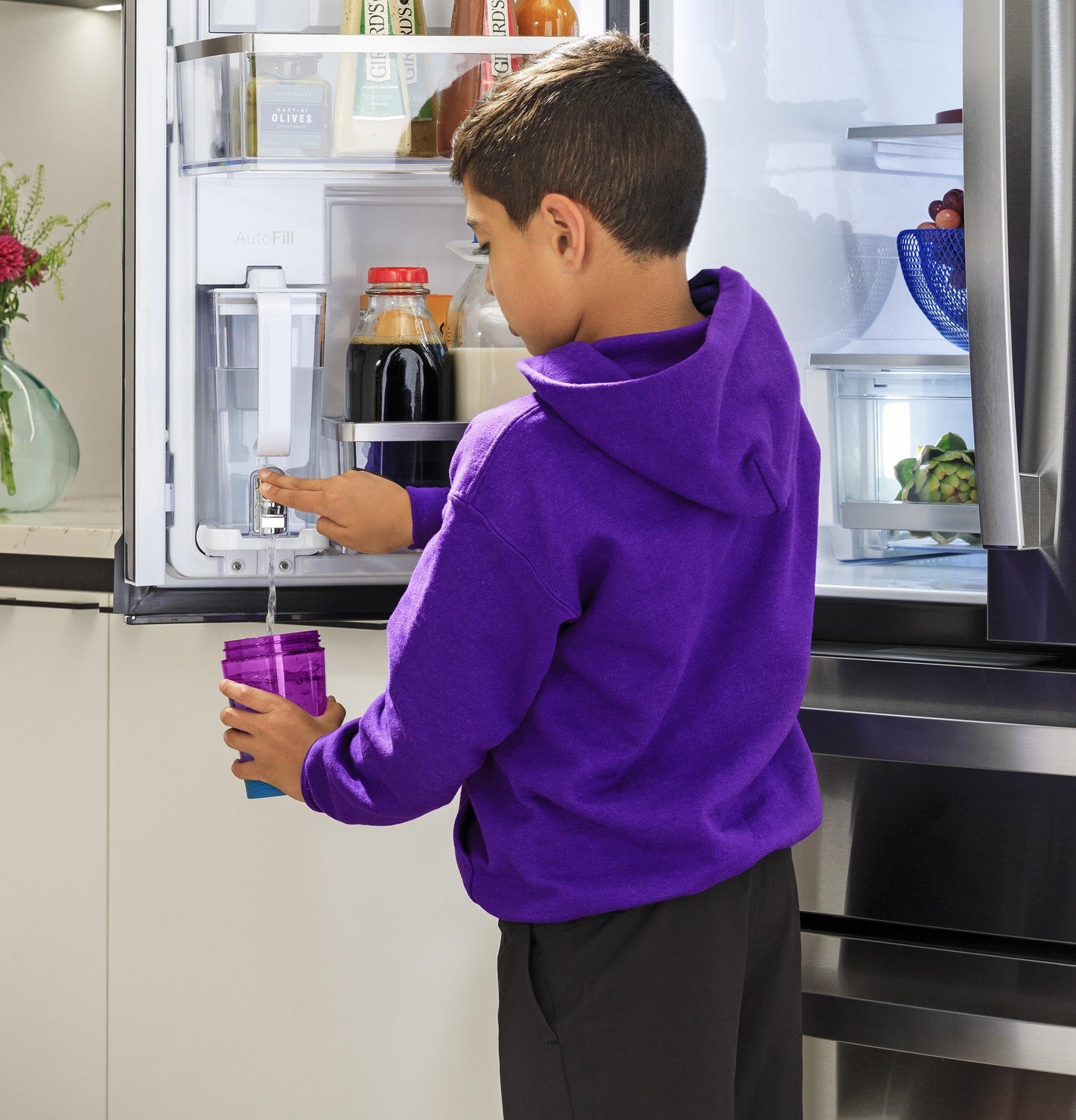 Ge Appliances PHD23BYWFS Ge Profile&#8482; Energy Star® 22.9 Cu. Ft. Counter-Depth Quad-Door Refrigerator With Dual-Dispense Autofill Pitcher And Door In Door