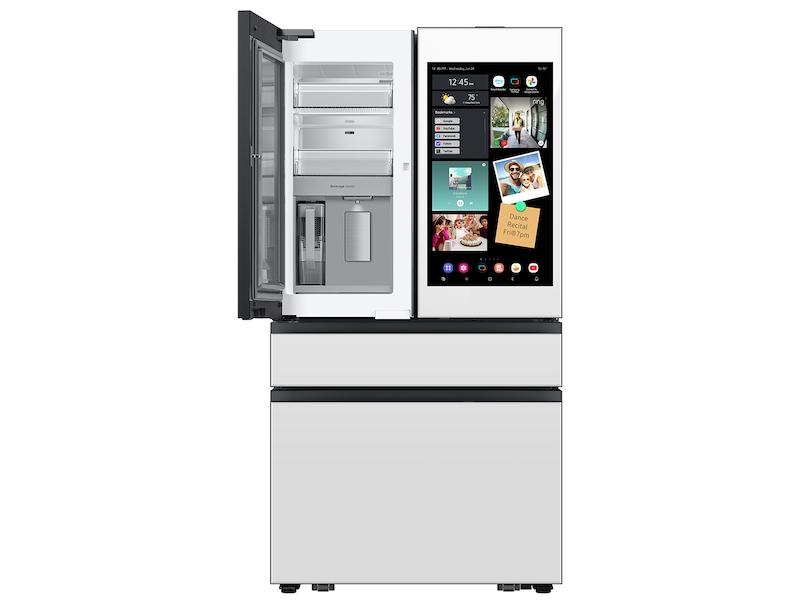 Samsung RF90F23AEW Bespoke 23 Cu. Ft. Counter Depth 4-Door French Door Refrigerator With Ai Family Hub&#8482;+ Ai Vision Inside&#8482; In White Glass