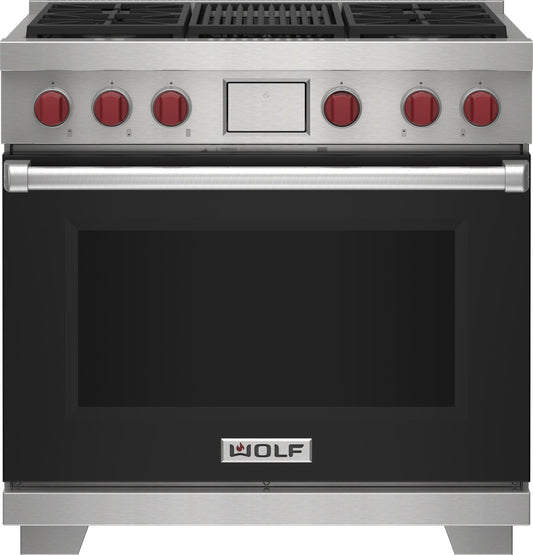 Wolf DF36450CBKP 36" Dual Fuel Range - 4 Burners And Infrared Charbroiler