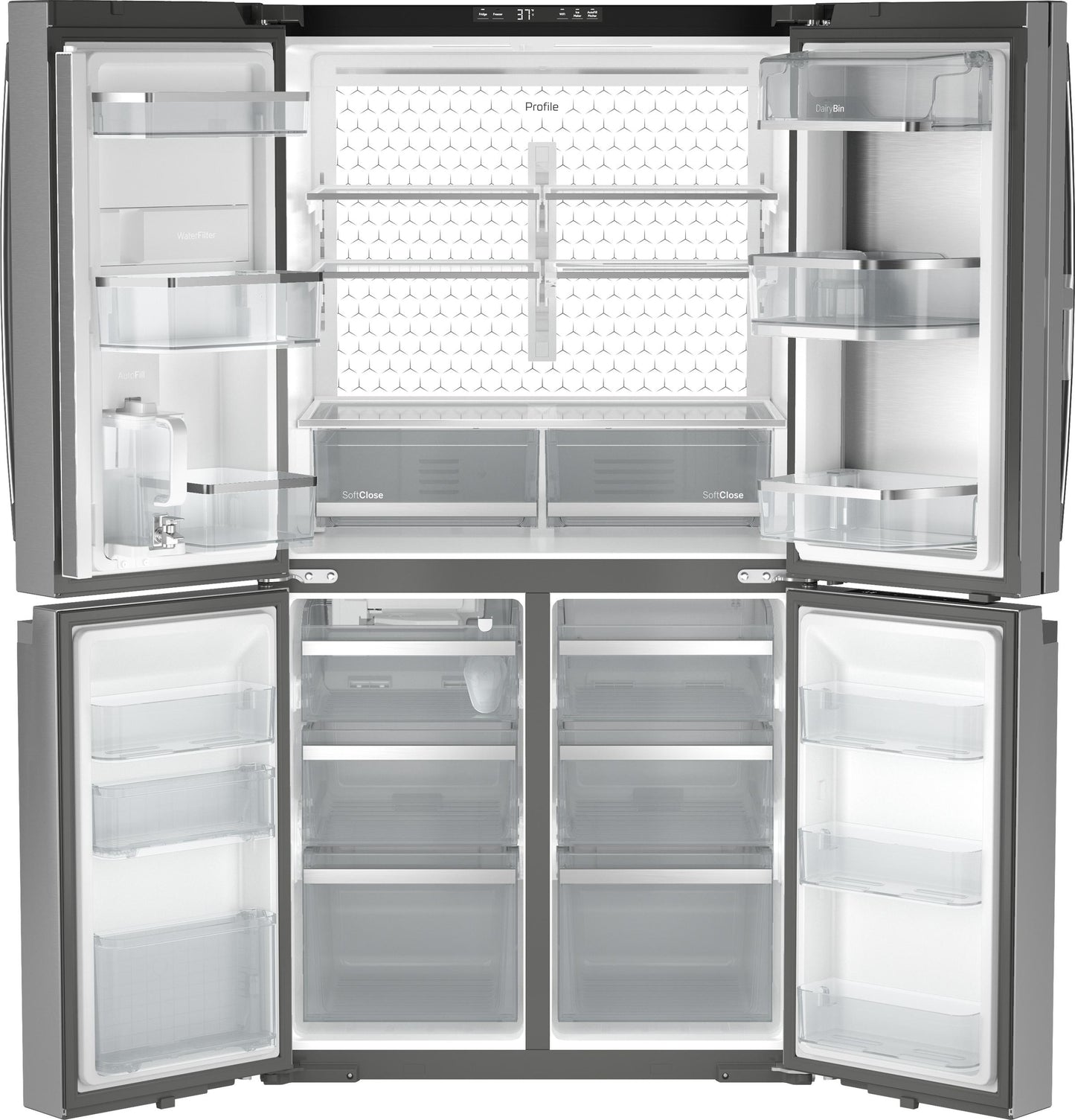 Ge Appliances PHD23BYWFS Ge Profile&#8482; Energy Star® 22.9 Cu. Ft. Counter-Depth Quad-Door Refrigerator With Dual-Dispense Autofill Pitcher And Door In Door